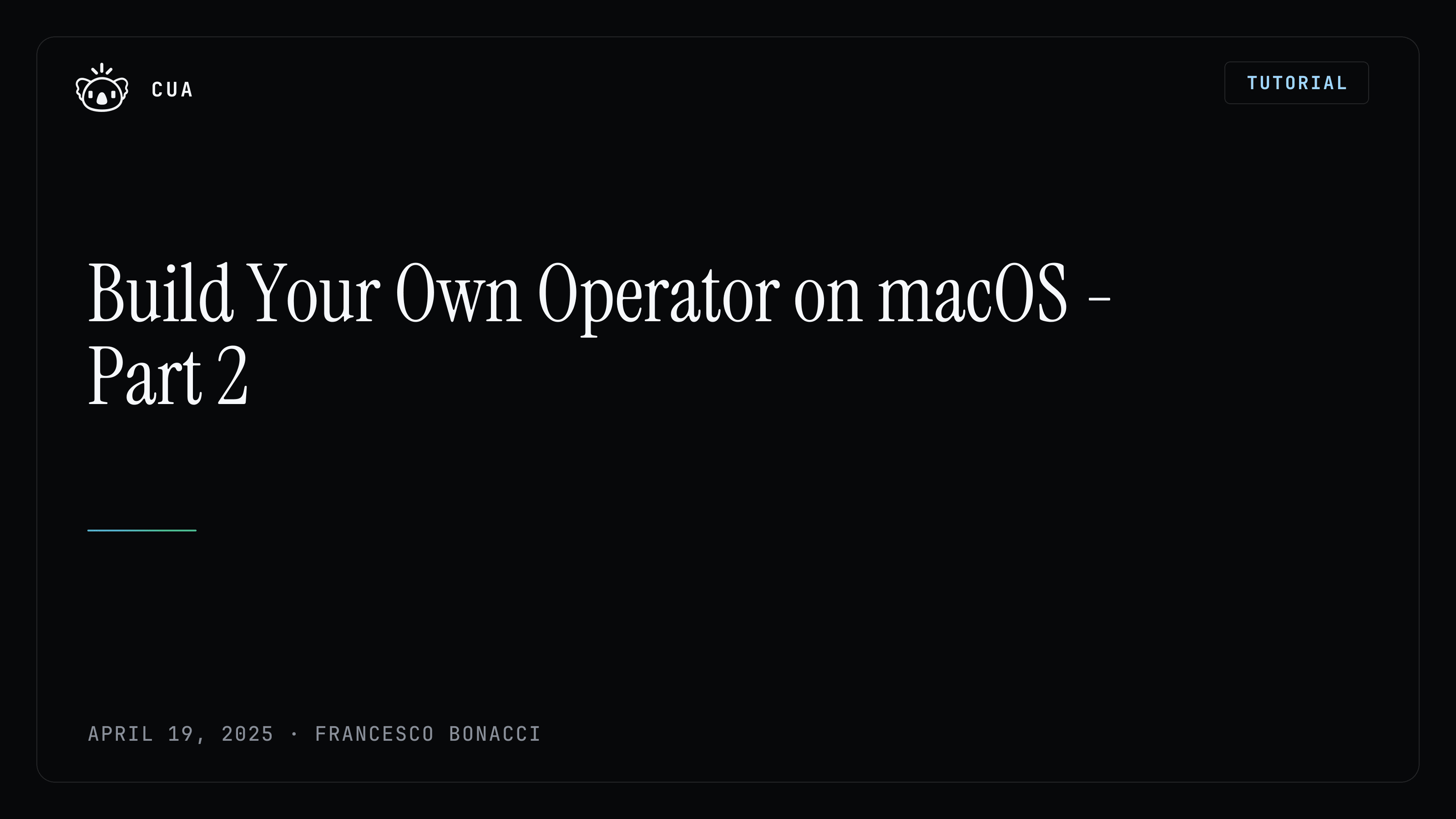 Build Your Own Operator on macOS - Part 2