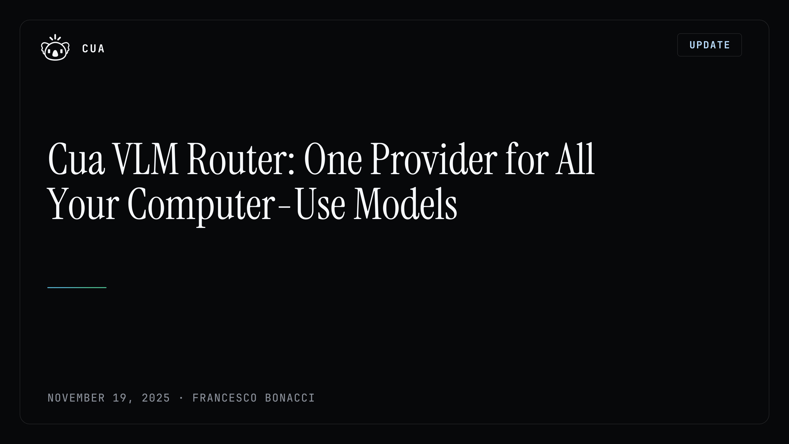 Cua VLM Router: One Provider for All Your Computer-Use Models